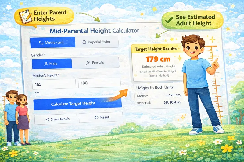 Mid-parental height calculator interface - showing how to use our genetic height prediction tool