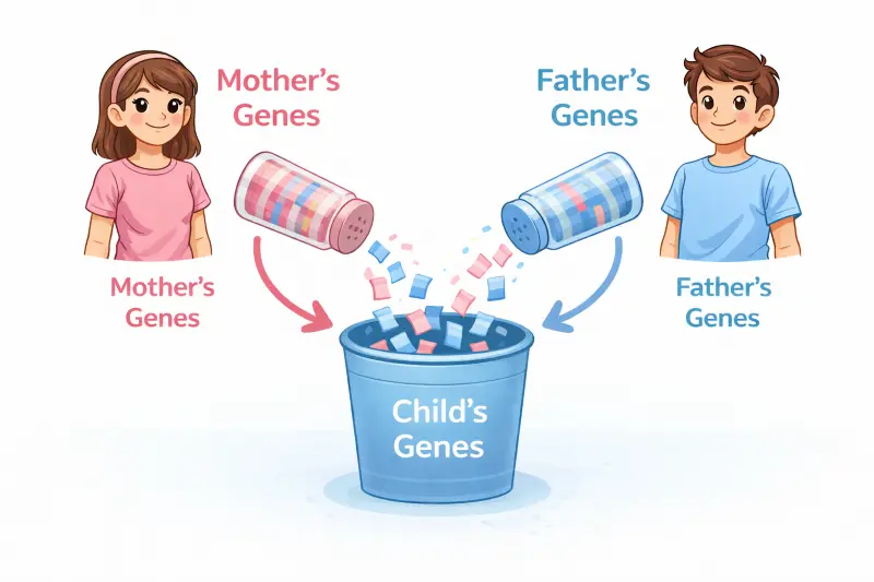 Diagram illustrating how multiple genes from both parents combine to determine a child's height potential